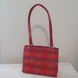 Elegant Red Patterned Women's Handbag, 90s